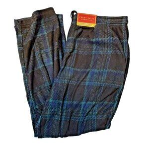 Perry Ellis Portfolio Pajama Pants XL Blue Black Plaid Lounge Sleep Bottoms